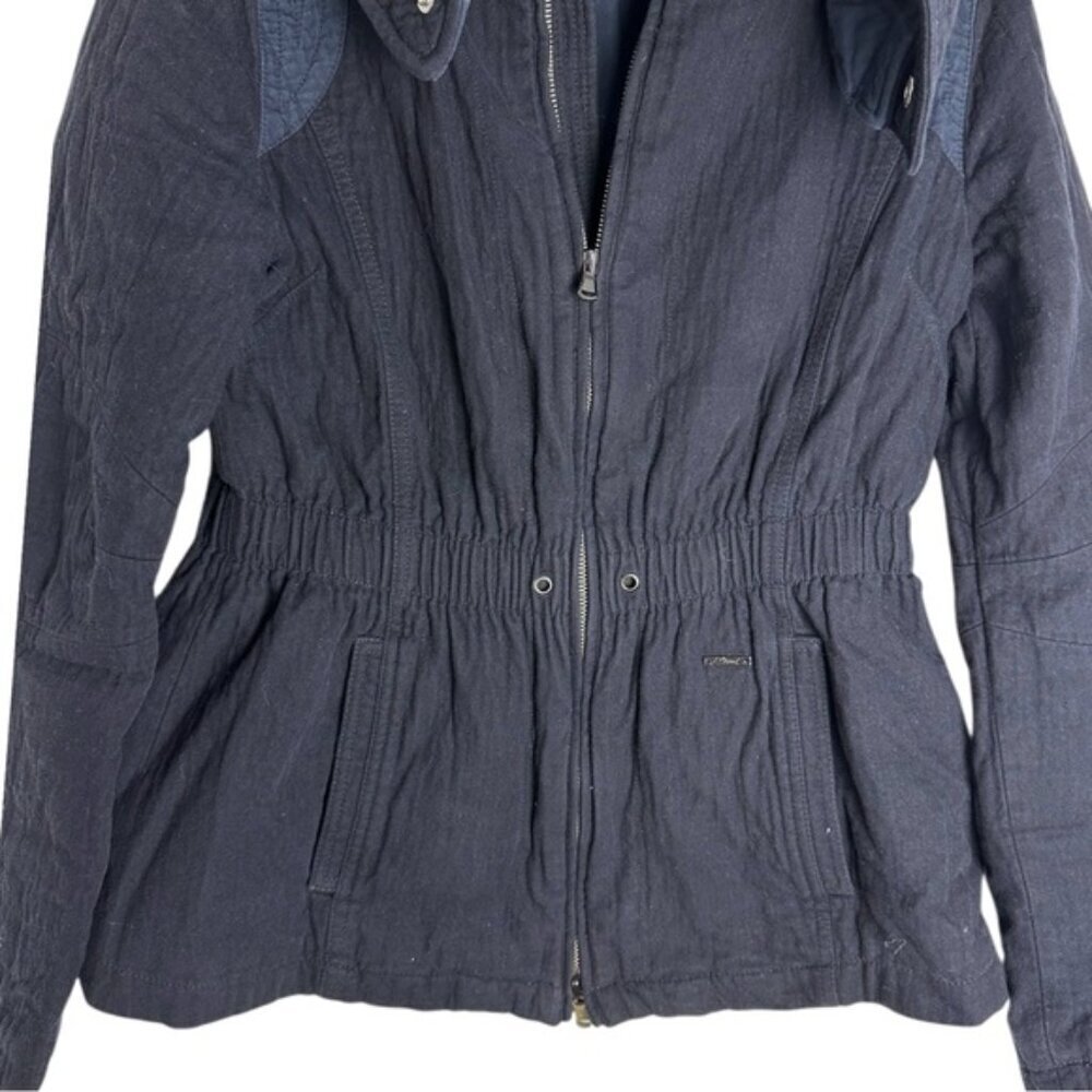 RARE Vintage 90s Diesel women’s moto cotton denim blue quilt parka coat jacket S - Picture 7 of 13